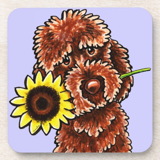 Posavasos Chocolate Sunny Labradoodle Off-Leash Art™ (Frente)