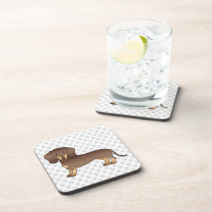 Posavasos Chocolate Y Marrón Dachshund De Pelo Corto Y Huell