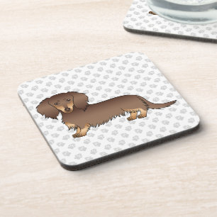 Posavasos Chocolate y una larga cabellera Dachshund Perro y