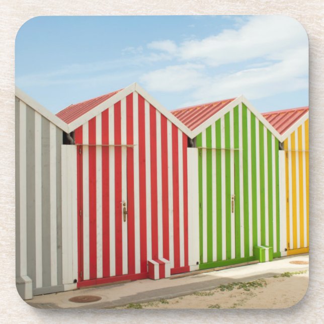 Posavasos Chozas coloridas en la playa (Frente)