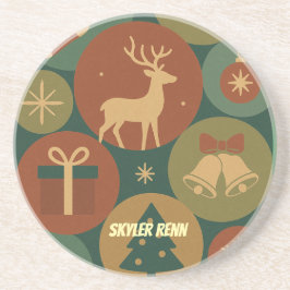 Posavasos Christmas Circles Pattern Holiday