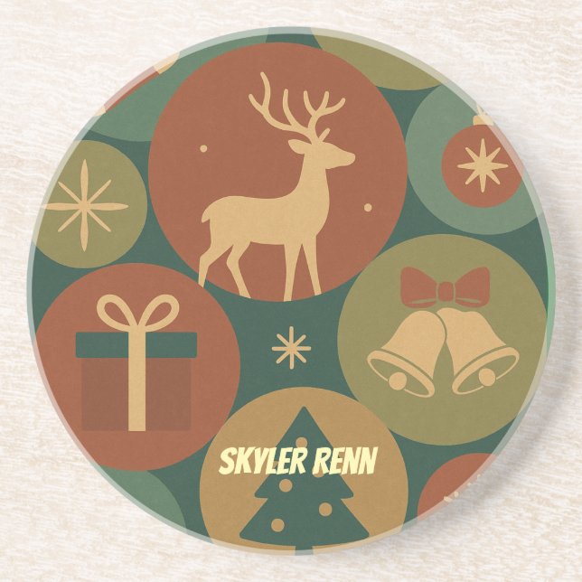Posavasos Christmas Circles Pattern Holiday (Frente)