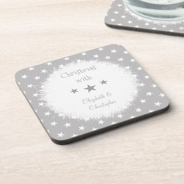 Posavasos Christmas grey and white with stars and names (Lado Izquierdo)