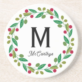 Posavasos Christmas Monogram sandstone