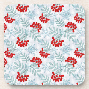 Posavasos Christmas, Rowan, red, white, snowflakes, Rowan