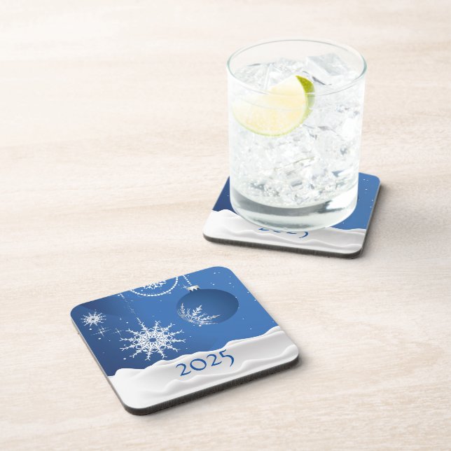 Posavasos Christmas Snowflake Snow Plastic Coaster 2025  (Lado Derecho)