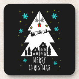 Posavasos Christmas tree design with sleigh black