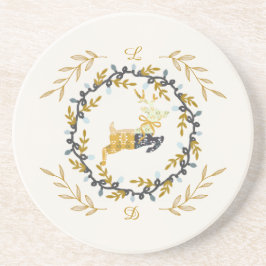 Posavasos Christmastime Deer Yellow Cream Sandstone