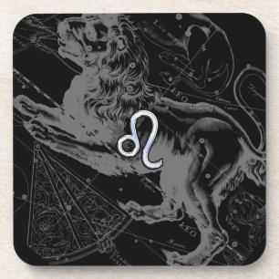 Posavasos Chrome Style Leo Zodiac Sign on Hevelius