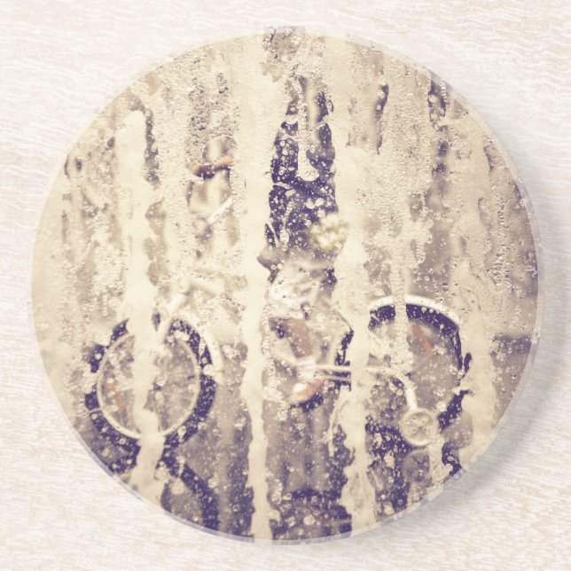 Posavasos Ciclismo en la lluvia (Frente)