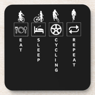 Posavasos Ciclismo Frase Divertida Deporte Comer Dormir Repe