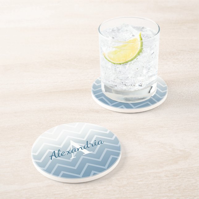 Posavasos Cielo Azul Chevron Blanco (Lado)