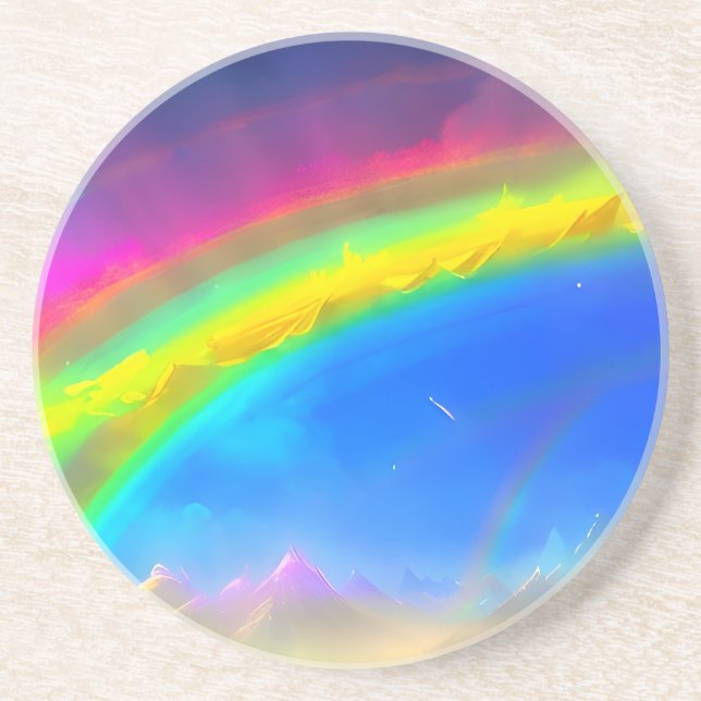 Posavasos Cielo brillante de arco iris (Frente)