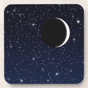 Posavasos Cielo estelar y luna creciente, azul profundo a ne