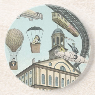 Posavasos Ciencia ficción vintage, ciudad steampunk victoria