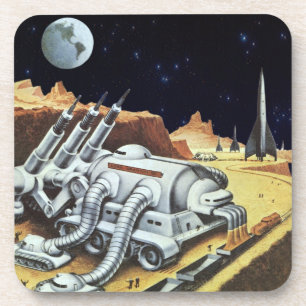 Posavasos Ciencia ficción vintage, estación espacial en la l