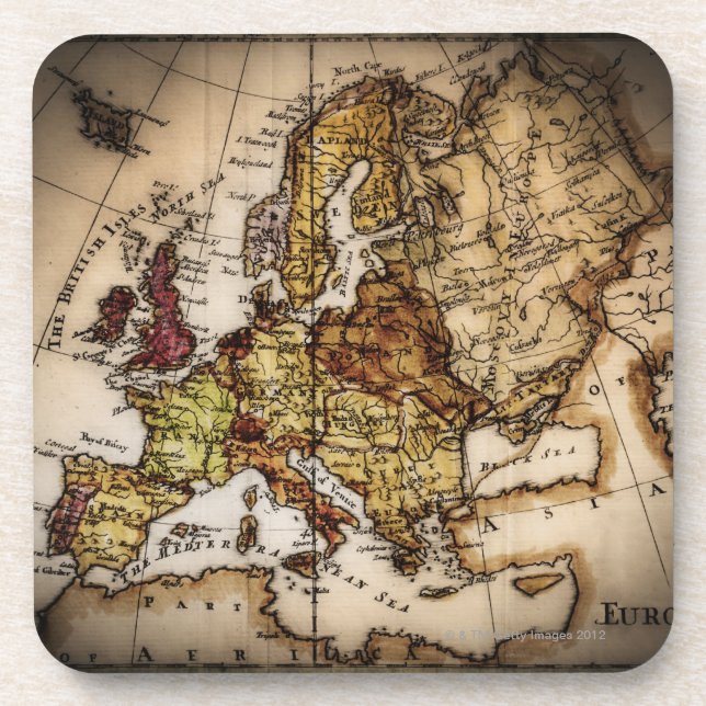 Posavasos Ciérrese para arriba del mapa del mundo antiguo 2 (Frente)