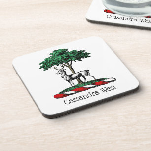 Posavasos Ciervo Venado junto a un Árbol Emblema del Blasón 