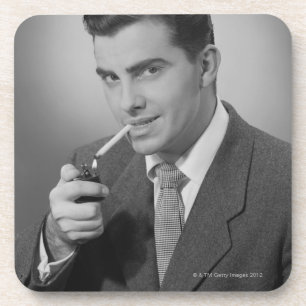 Posavasos Cigarrillo de la iluminación del hombre