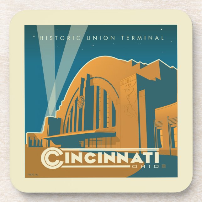 Posavasos Cincinnati, Ohio | Terminal de la Unión histórica (Frente)