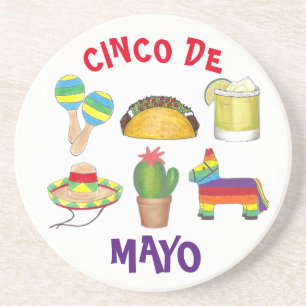 Posavasos Cinco de Mayo Fiesta Pinata Taco Cactus Maracas