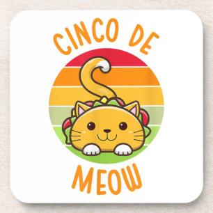 Posavasos Cinco De Meow Cinco De Mayo Gracioso Gato Tacos