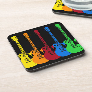 Posavasos Cinco guitarras eléctricas coloridas