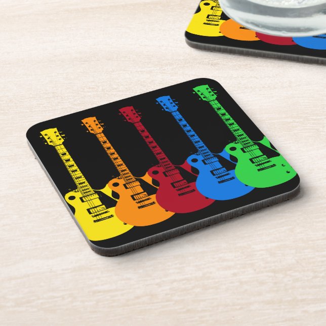 Posavasos Cinco Guitars eléctricos coloridos (Lado Izquierdo)