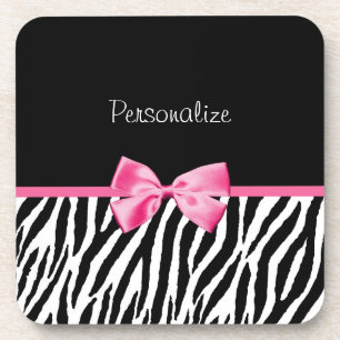 Posavasos Cinta blanco y negro de moda del rosa del