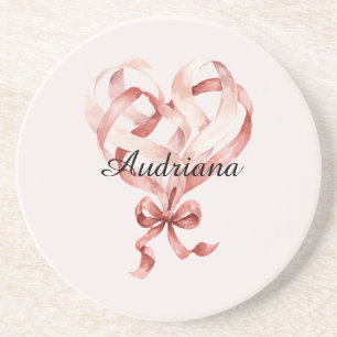 Posavasos Cinta de corazón de crema rosa