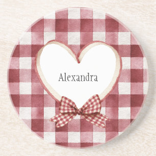 Posavasos Cinta De Corazón Roja Burgundy Blanca Día De San V
