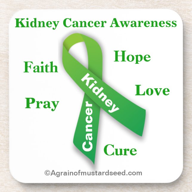 Posavasos Cinta verde del cáncer de riñón (Frente)