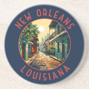 Posavasos Círculo angustiado retro de Nueva Orleans Louisian
