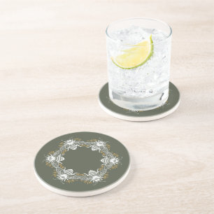 Posavasos Círculo de abejas verde oliva