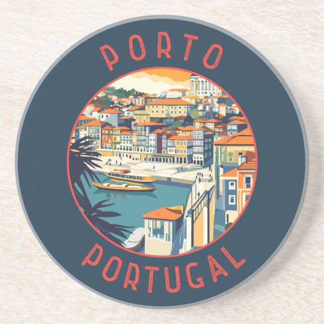 Posavasos Círculo de angustia retro de Porto Portugal (Frente)
