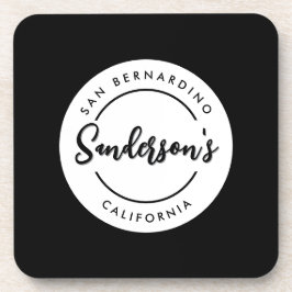 Posavasos Círculo de nombre de ubicación de la ciudad blanca