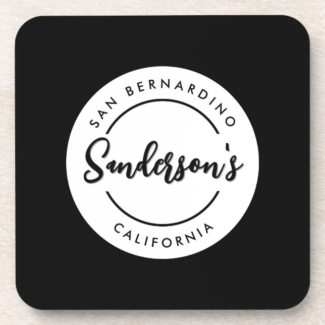 Posavasos Círculo de nombre de ubicación de la ciudad blanca (Frente)
