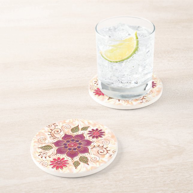 Posavasos Círculo Filigrés Con Flores (Lado)