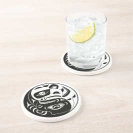 Posavasos Círculo Haida Thunderbird Negro Y Águila Blanca