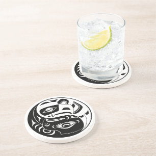Posavasos Círculo Haida Thunderbird Negro Y Águila Blanca
