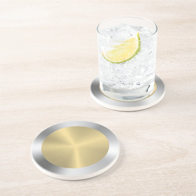 Posavasos Círculo plateado y dorado (Lado)