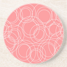 Posavasos Círculos blancos sobre rosa