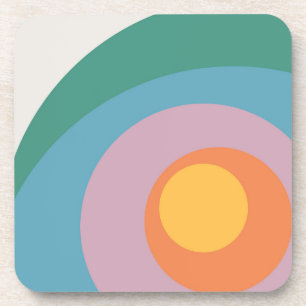 Posavasos círculos de estilo retro multicolor