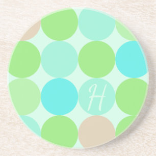 Posavasos Círculos de Monograma Azul Turquesa Verde y Naranj