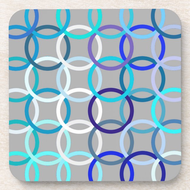 Posavasos Círculos, gris, azul y blanco modernos de los (Frente)