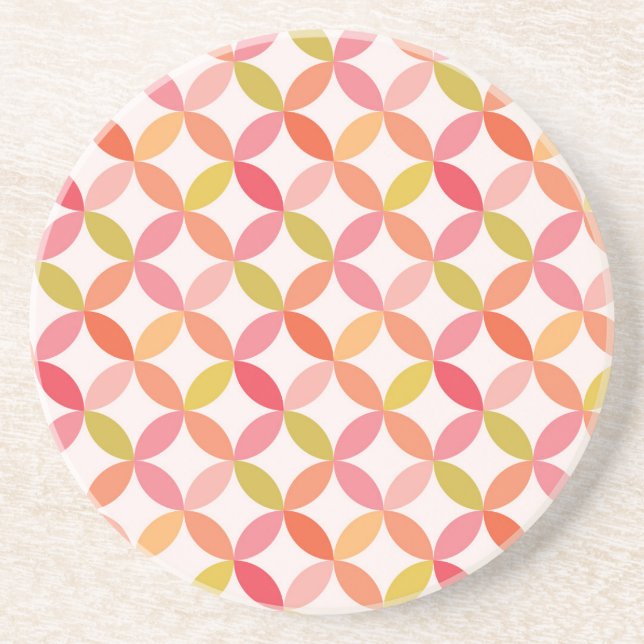 Posavasos Círculos naranjas rojos modernos de mediados de si (Frente)