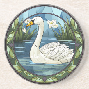 Posavasos Cisne blanco de vidrio templado dulce