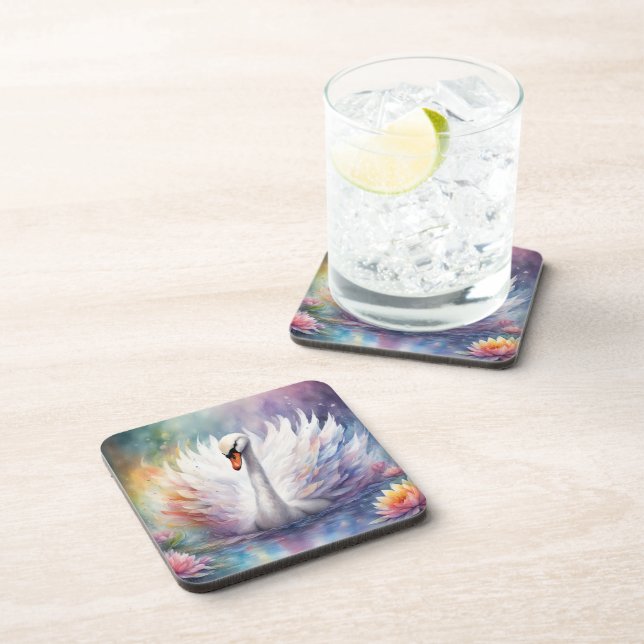 Posavasos Cisne de aves arcoiris 1 (Lado Derecho)