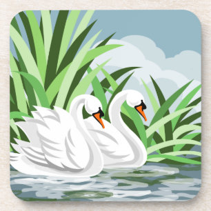 Posavasos Cisnes Blancos Elegantes