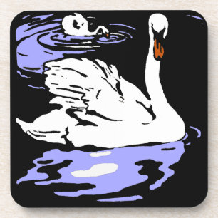 Posavasos Cisnes De Woodcut Victorianos En La Montaña